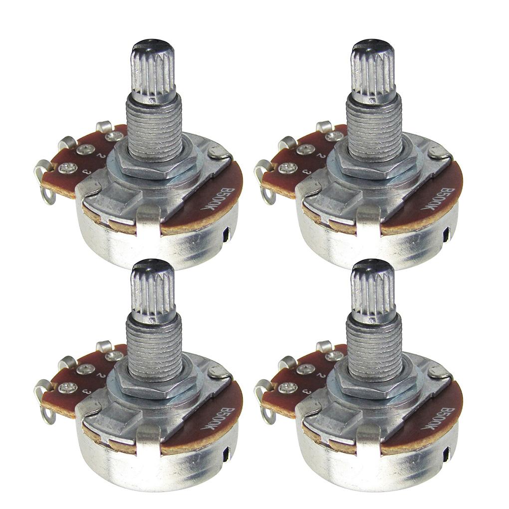 FLEOR 4PCS Guitar Potentiometers Volume Tone 18-spline Pots A250K/ B250K/ A500K/ B500K Long / Short Shaft Choose Guitar Parts