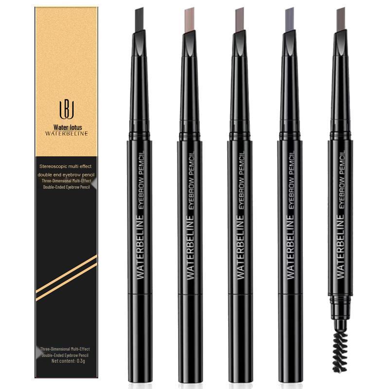 Water Lotus 3D Double-Ended Eyebrow Pencil: Waterproof, Sweatproof, Ultra-Fine, Natural, Smudge-Proof Makeup.