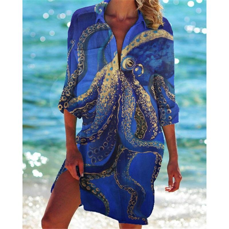 Women's Bikini Cover Up Shirt Swimwear Cardigan Printed Vacation Beach Sexy And Stylish Beachwear Ideal For Summer Pool And Beach Activities