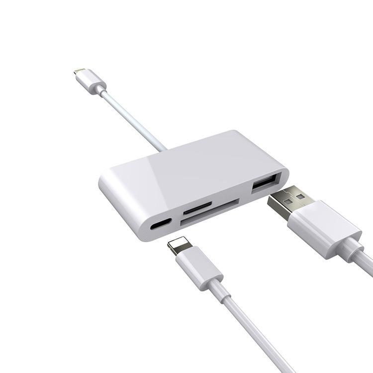 5-in-1 Type-C Card Reader: SD, USB, Apple, Android, OTG Compatible
