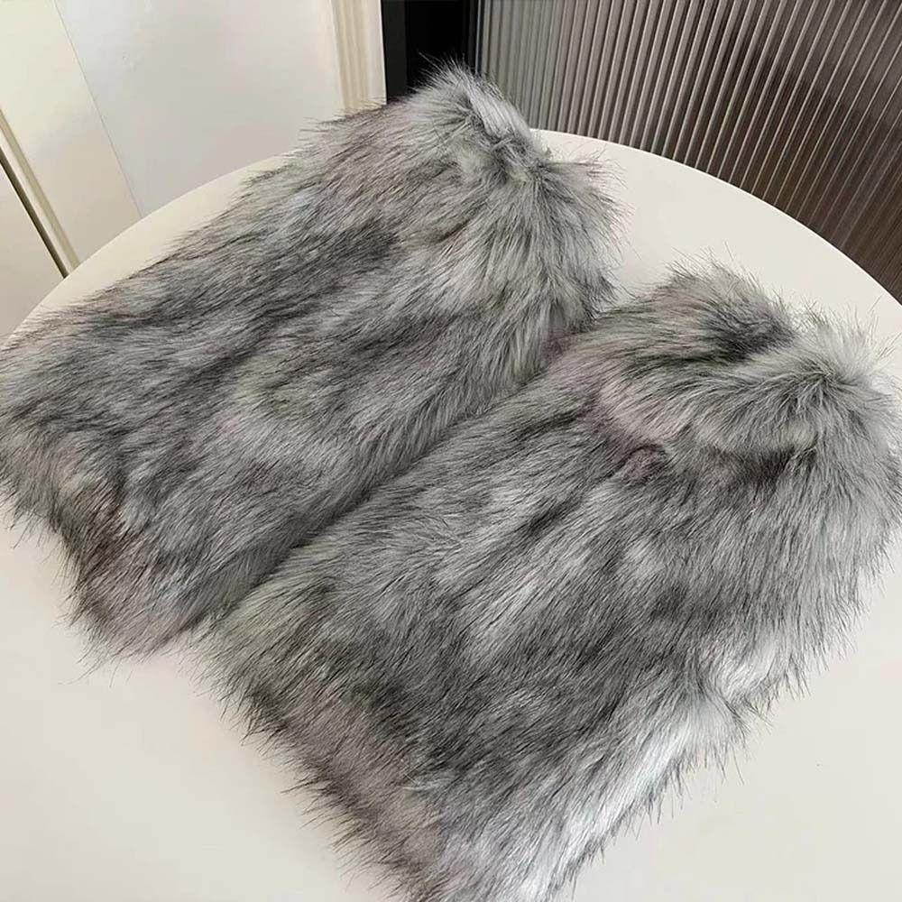 Long Tube Women Fur Leg Warmers Thickened Fur Knee Cover Gothic Punk Fur Leg Warm Socks  Women