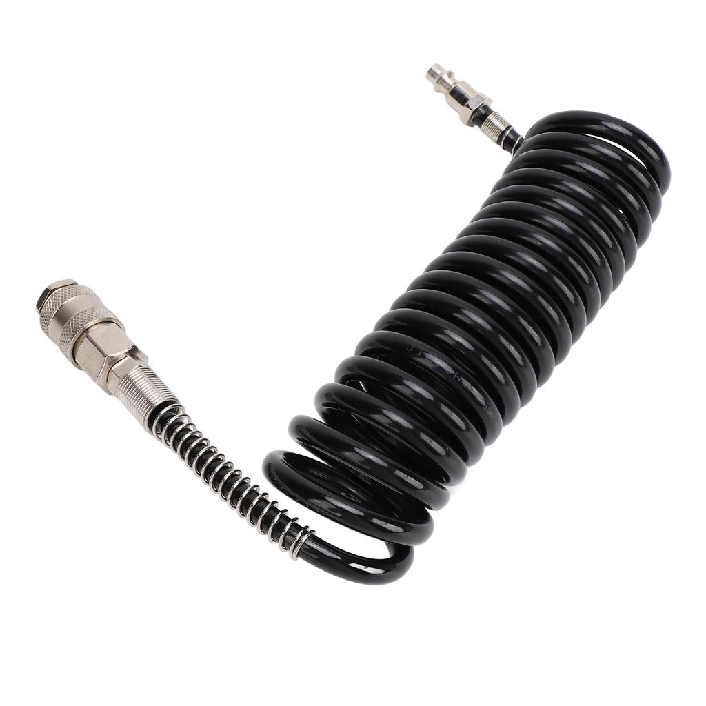 3 Meters Recoil Air Hose Black Reinforced Abrasion Resistant Inflator Extension Tube with Bend