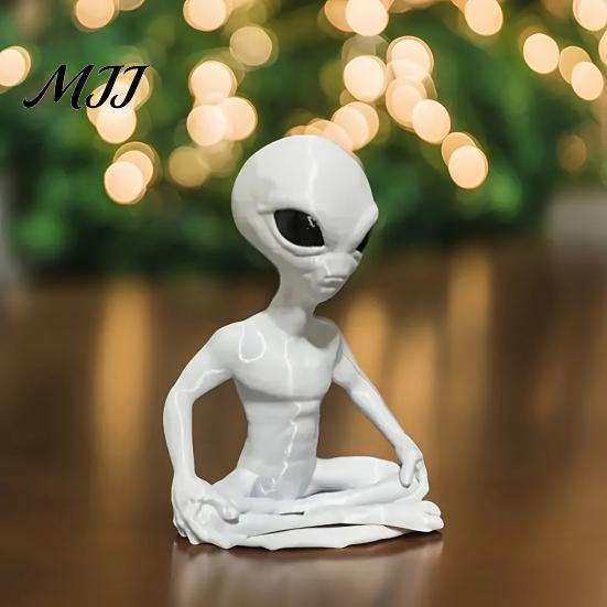 Stable Base Ornament 3D Printed Alien Model, Funny Yoga Zen Statue for Bay Window Decoration Room, Meditation Space, Living Office Decor, Gift Sci-Fi