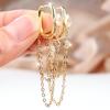 Trendy Gold Color Layered Chain Tassel Hoop Earrings for Women Daily Wear and Party