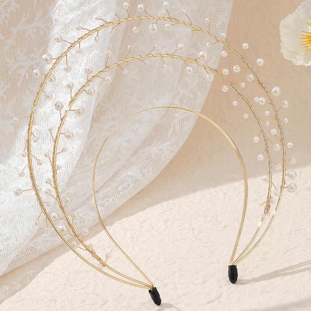 Flower Goddess Halo Headband Crystal Baroque Pearl Hair Hoop Headpiece Godmother Tiara Crown  Women