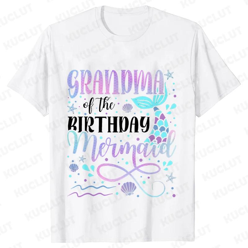 Mermaid Birthday Princess Girl Party T-shirt Family Group Matching Siblings Tees Fashion Vintage Unisex Tops Oversized Clothing