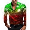 Camicie da Uomo a Tema Natalizio con Stampa Alberi di Natale Grafiche Degradé Fiocchi di Neve Camicie a Manica Lunga Button-Up Top alla Moda