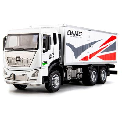 1/32 Scale Cargo Truck Transport Vehicles Toys, Pull Back Alloy Car with Light and Sound, Open Door for Kids Gift