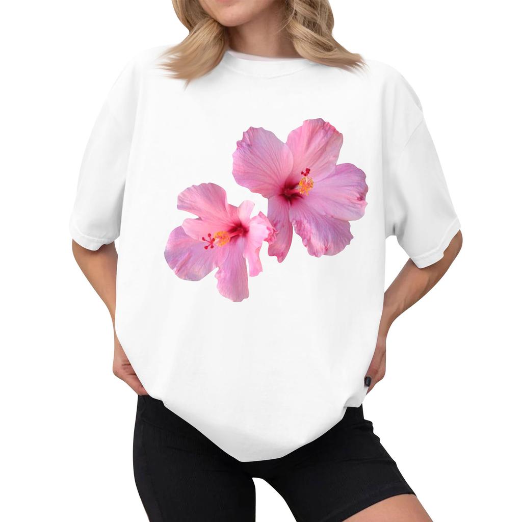 Women's Casual Printed T-Shirt Round Neck Pullover Short Sleeve Top