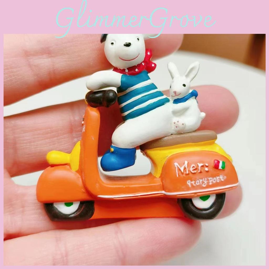 Resin Cartoon Dog Rabbit Miniature Ride Motorcycle For Desk Decor And Gift Giving