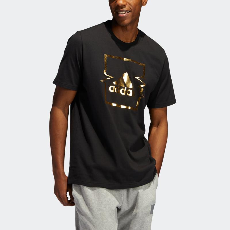adidas T Shirts Men's Black Crew Neck Moderate Straight Fit HK6749