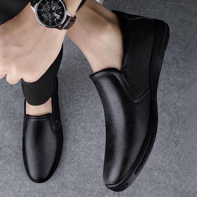 Leather shoes men's summer trend new small leather shoes round head dad shoes breathable men's shoes business casual shoes men's