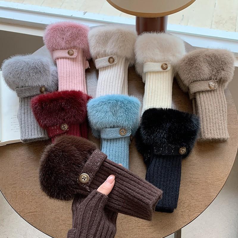 Womens Warm Knitted Fingerless Gloves With Touchscreen Capability Winter Fashion Accessory Soft Acrylic Design