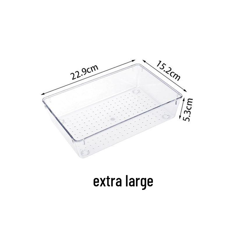 Clear Compartment Drawer Organizer: Long Divided Plastic Storage Box for Cutlery & Under-Desk Use