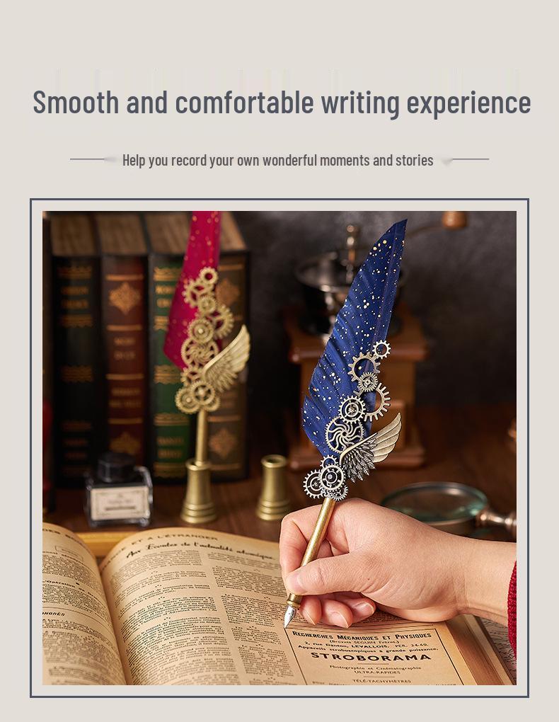 Set stilou Duker: Pană elegantă europeană retro pentru caligrafie cu ceară de sigiliu, perfectă pentru exersarea caligrafiei și prezentare în cutie cadou.