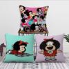 Mafalda Cartoon Cute Pillow Case Sofa Living Room Bedroom Headboard Backrest Cushion Square Cushion Nap Time