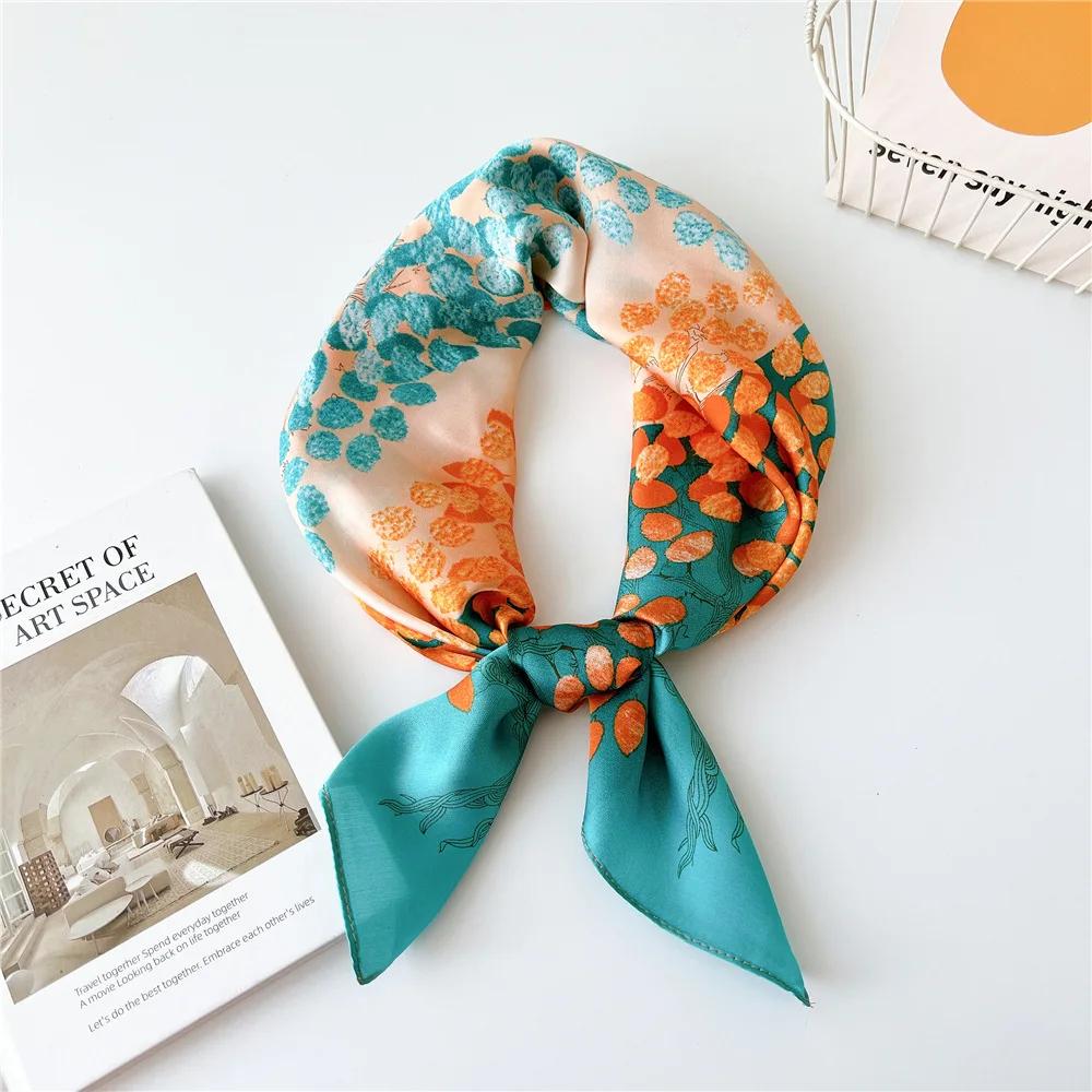 Women Neck Scarves Square Handkerchief Cute Hijab Scarfs 70cm Small Shawls Silk Satin Neckerchief Hair Band Tie Scarf For Ladies