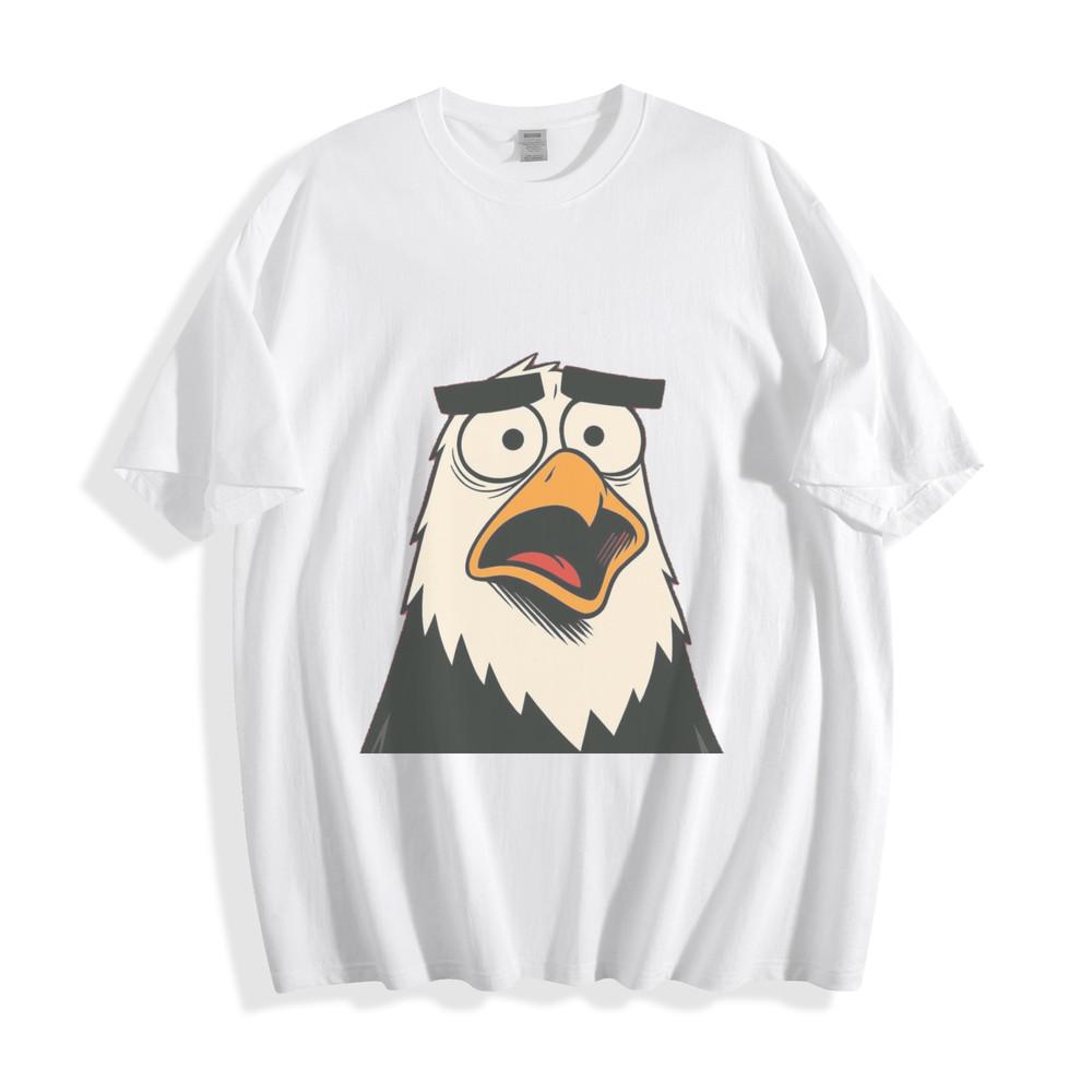 Shocked Eagle Cartoon T-Shirt - Hilarious Wide-Eyed Patriotic Unisex Tee