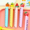 6/12Pcs Cartoon Fruit Gel Ruler 0.5MM Quick Drying Assorted Smooth Writing Pen with Multi-functional Writing Pen
