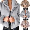 Dame Plys Lynlås Cardigan Stilfuld Hyggelig Trendy Pendler Design Elegant Ensfarvet Efterår Vinter Frakke