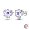 New 925 Sterling Silver Hope Rainbow Flower Earrings For Women Sparkling Colored Zircon Star Koi Earrings Fashion Party Jewelry