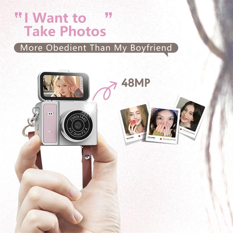 S162 Thumb Keychain Camera 1.47-Inch Flip Screen Mini Action Camera Retro Style 2K Very Small Camcorder Video Recorder