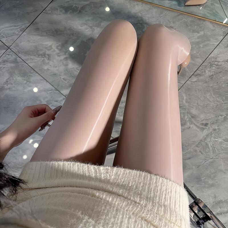 1 Pair Glossy Smooth Shiny Pantyhose Women'S Fashion Solid Color Horse Oil Socks Streetwear