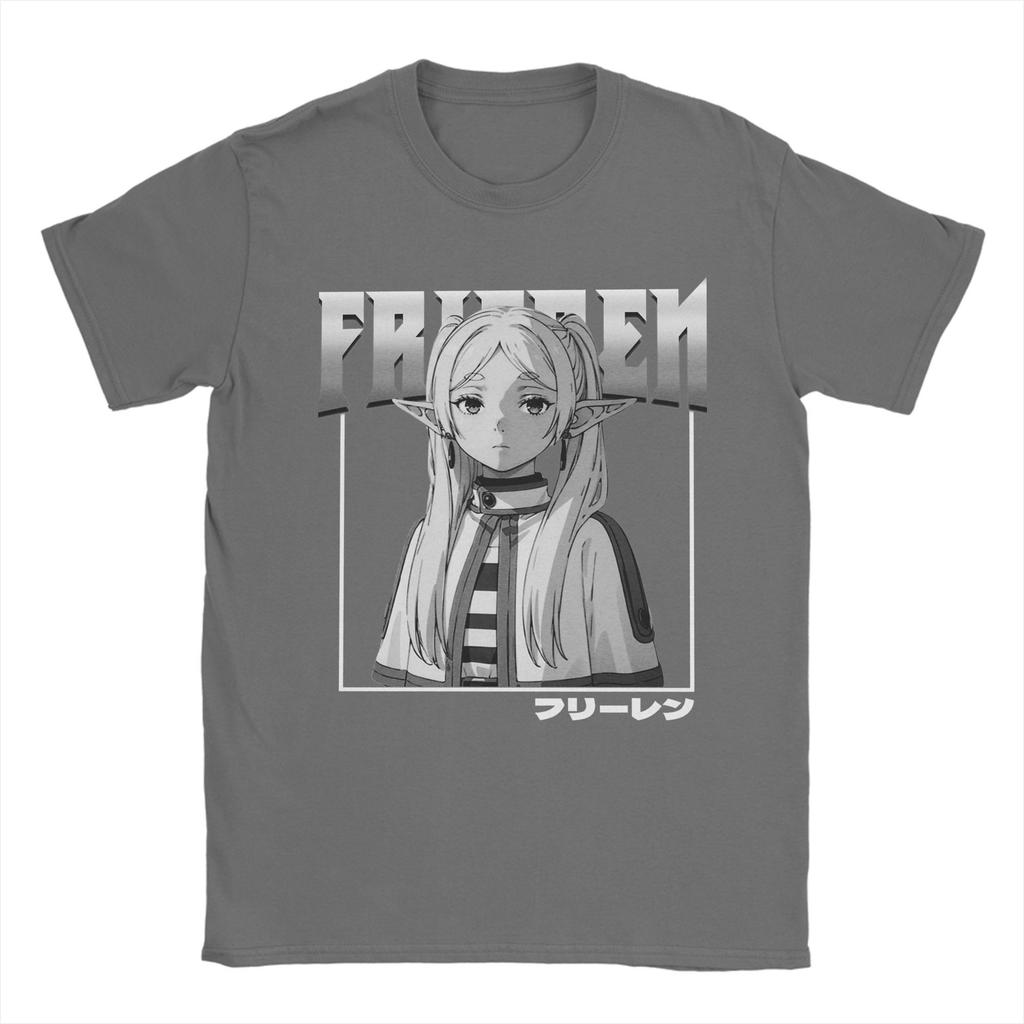 Frieren Anime T-Shirts Men Anime Funny Cotton Tee Shirt Round Collar Short Sleeve T Shirts Printed Clothes