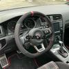 CARDAK Schwarzes Wildleder Leder Auto Lenkradbezug für Volkswagen Golf 7 MK7 GTI R VW Polo Scirocco 2015 2016