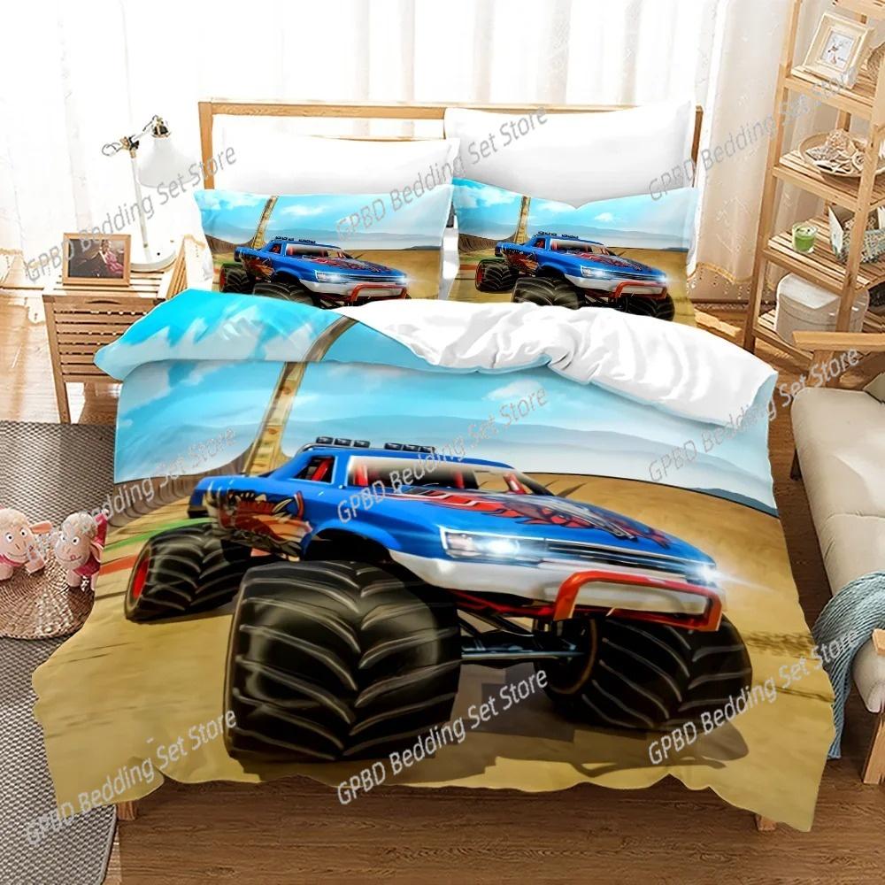 3D Print Anime Monster Jam Beding Set 3D Printed Suitable for Bedrom Soft Duvet Cover Set With Pilowcases Children Kids Home Textile