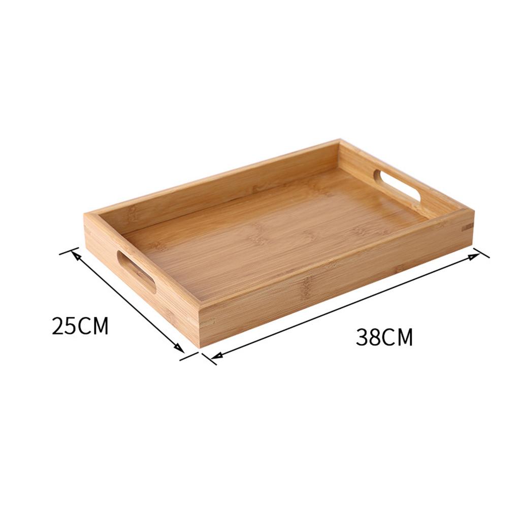 Bamboo Rectangular Cup Tray Tableware Holder Fruit Bread Dessert Tea Food Tray with Handle Dinner Serving Tray