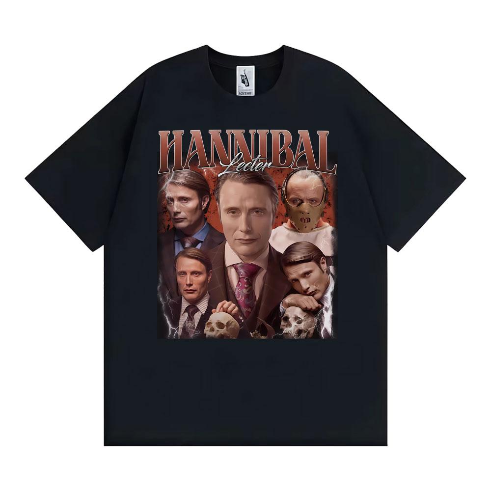 Vintage Style Hannibal Lecter Mads Mikkelsen T-shirt Men Women Fashion Casual Oversized T Shirts Summer Tops 100% Cotton T Shirt