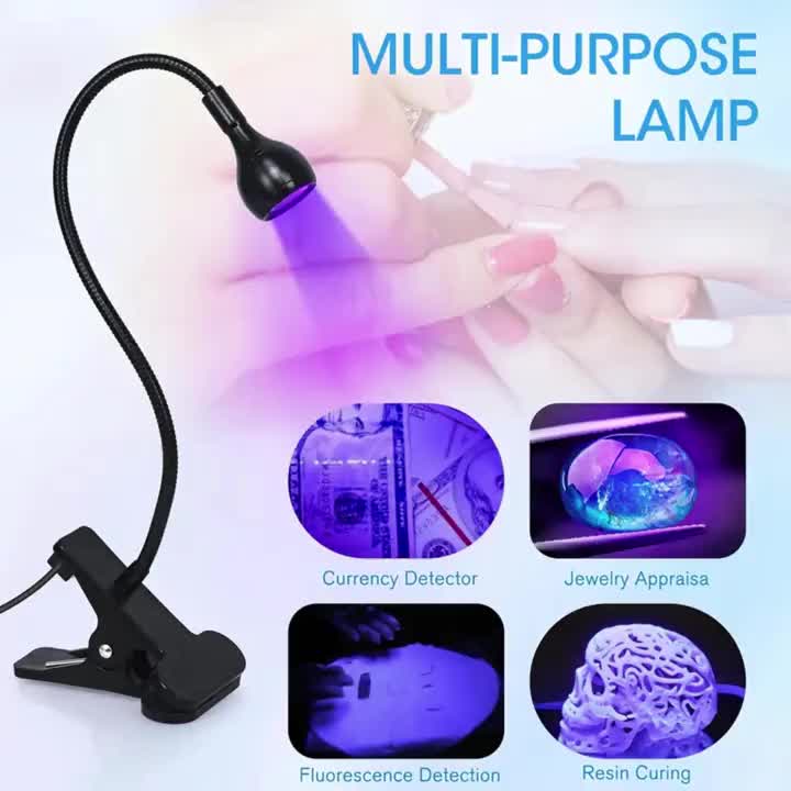 LED Lamp with Clip-on Flexible Metal Tube and Plastic Head, Mini Gel Lamp, USB Desk Lamp Nail Dryer for DIY Manicure. Suitable