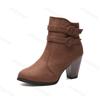 Retro Women's Boots 2025 New Square Heel Woman High Heel Shoe Female Rubber Ankle Boots Platform Short Boots Zapatillas Mujer