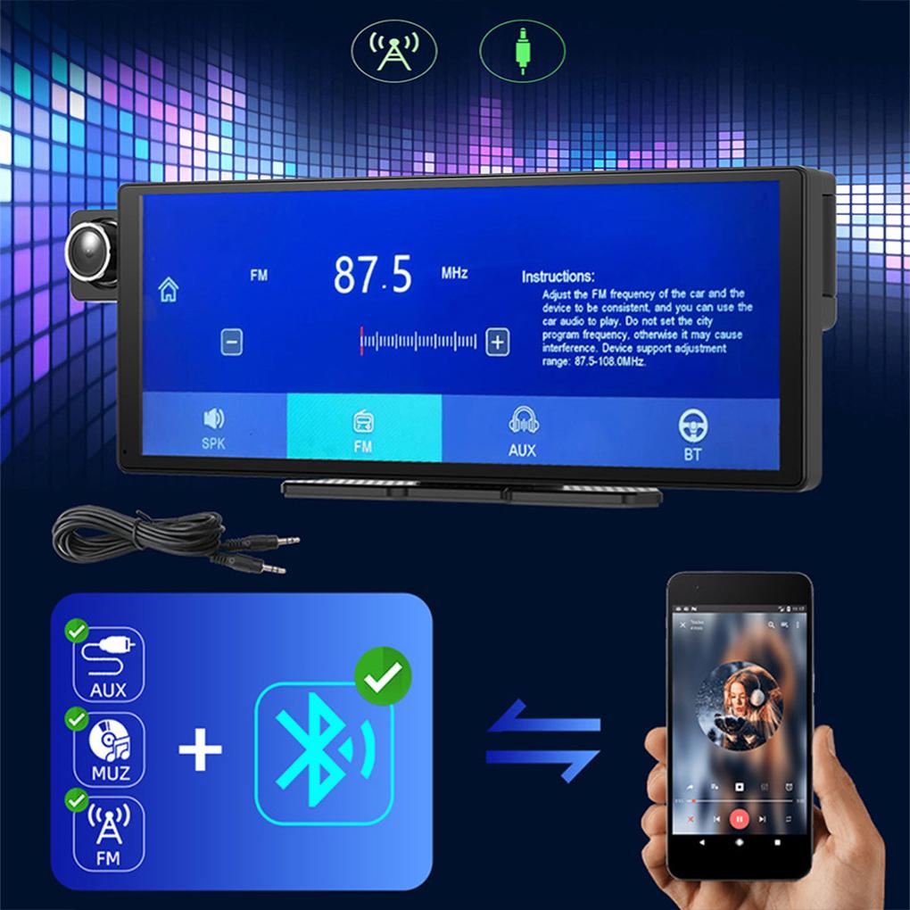 10.26 Inch Screen Car Dash Cam Wireless Carplay HD Rear Reversing Camera GPS Tracking DVR Dash Cam Video Player Android Auto