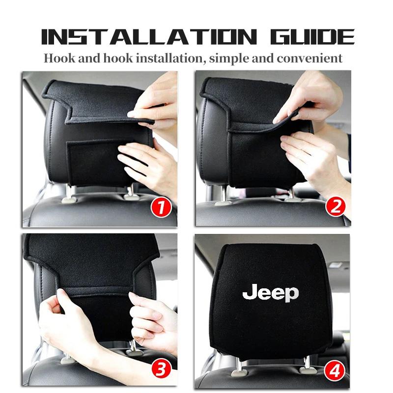 Car Headrest Pillow Cover Wear-Resistant Auto Accessories For Jeep Cherokee Wrangler JK Gladiator Compass Renegade Patriot AJW1