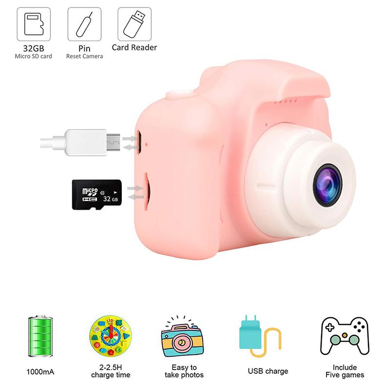 Non-Toxic Kids Camera Toys Mini Hd Digital Video Selfie Cameras Portable Outdoor Pography Educational Toy For Children Christmas Gifts