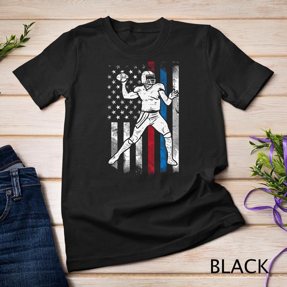 American Football Player US Flag Patriotic Men Women Kids Unisex T-shirt