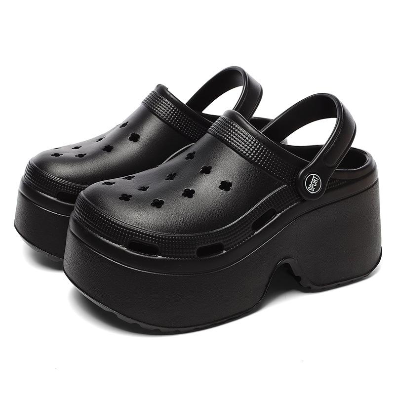 Damen Sommer Hausschuhe mit superhohem Keilabsatz, Leopardenmuster, dicke Sohle, Clogs für Damen, geschlossene Zehenpartie, klobige Plateausandalen