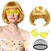3Pcs Halloween Cosplay Wig Set Colorful Short Bangs Y2K Role-playing Short Hair Wig  Halloween