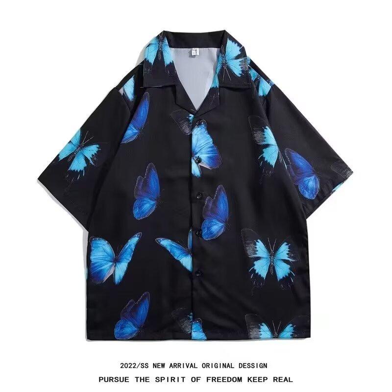 Pánská retro košile, pánský letní outfit, studentský volný střih, výklenek, neformální pánský top, svrchní oblečení, plážový top