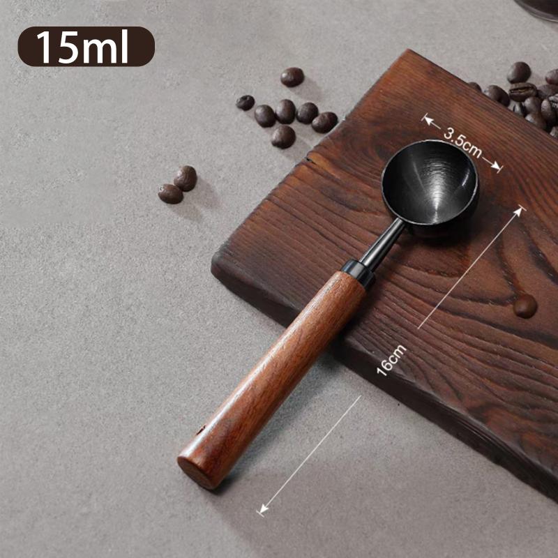 Walnut Wood Coffee Scoop Stainless Steel Long Handle Measuring Spoon For Coffee Tablespoon Kitchen Tool Cafe Accessories