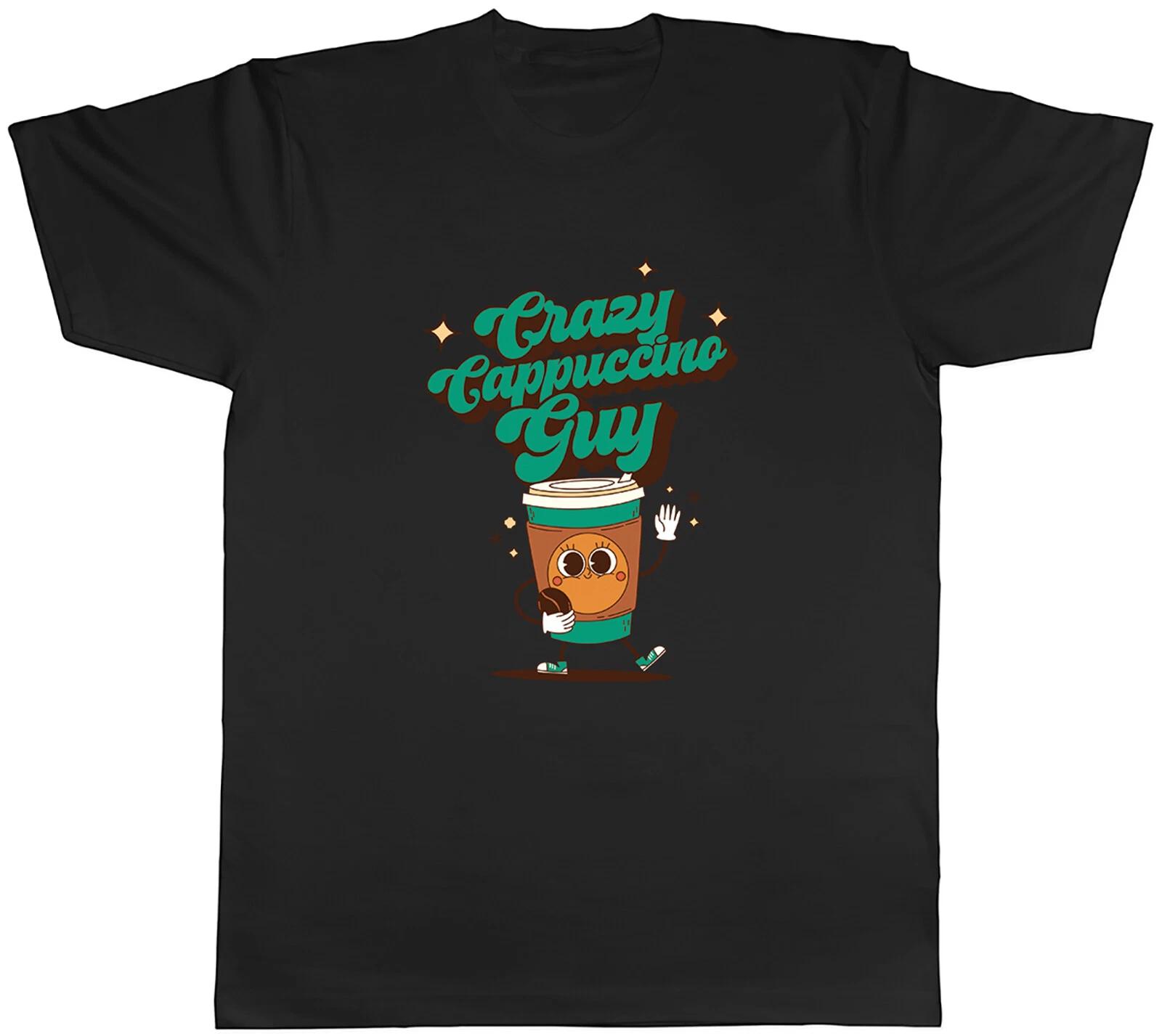 Crazy Cappuccino Guy Mens T-Shirt Coffee Drink Tee Gift S