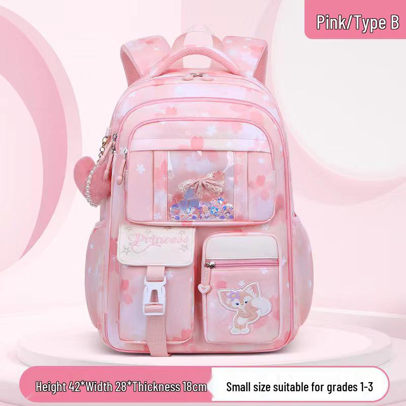 Kuromi Cartoon Lightweight Backpack for Girls Grades 1-6 - Spacious & Stylish Schoolbag Backpack Only