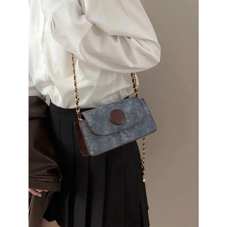 Niche Textured Mini Crossbody Bags For Women High-end Patchwork Versatile Chain Small Square Package New Female One Shoulder Bag