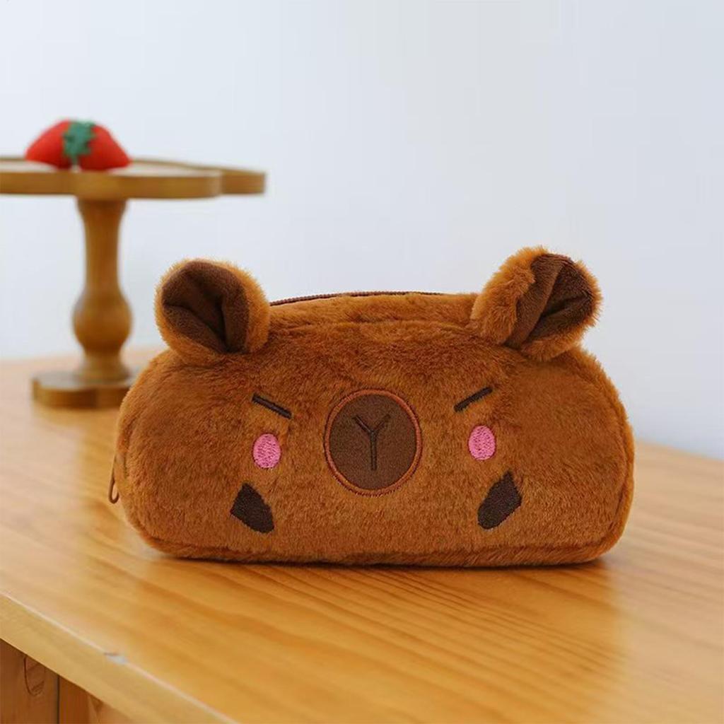 Bleistiftmäppchen Capybara Stiftbox mit Reißverschluss Plüsch-Bleistiftbox für Kinder Studenten Schulsachen Schreibwarenaufbewahrung College