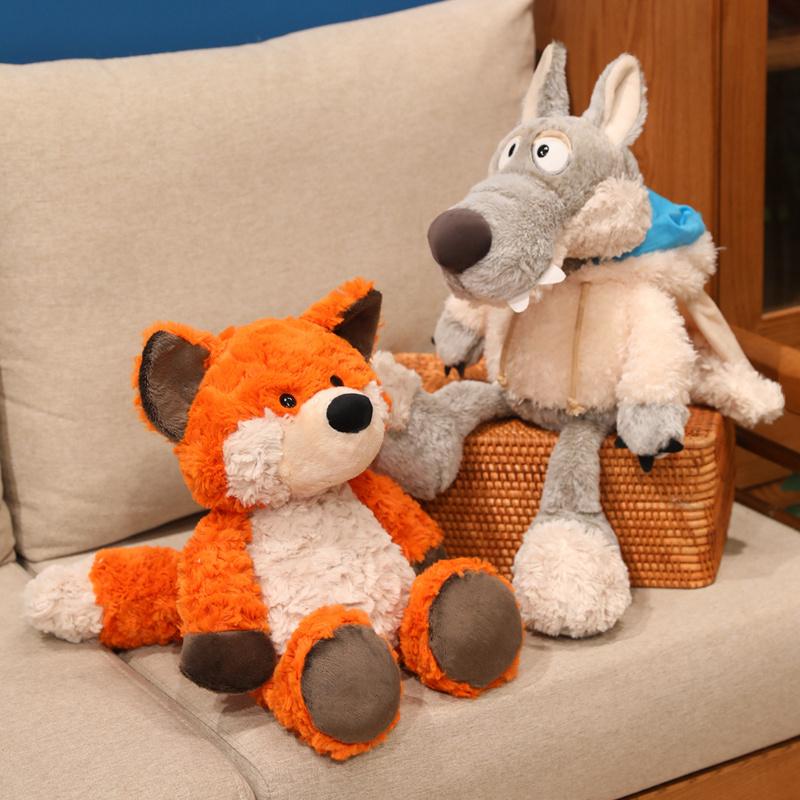 Kawaii Soft Fluffy Fox Wolf Plush Toy Cute Cuddly Stuffed Animal Doll Wolf Cosplay Sheep Plushie Lovely Birthday Gifts