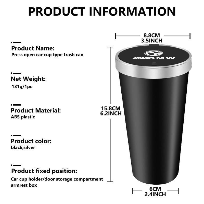 Car Storage Trash Can Cup Holder Press Type ABS Garbage Bin For BMW M Performance Alpina M3 M5 M6 X1 X3 X4 X5 G20 XZ0