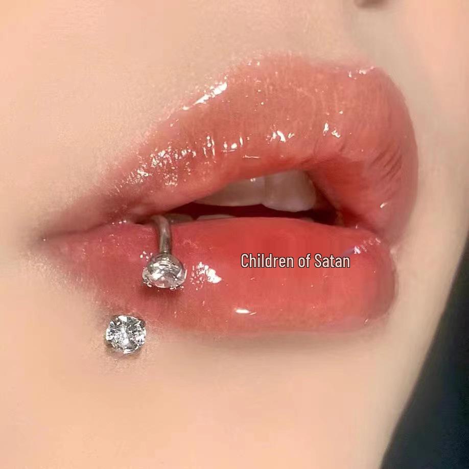 Zircon Diamond Horseshoe Lip Stud: No Man's Land Edition for Cartilage and Lip Piercings.