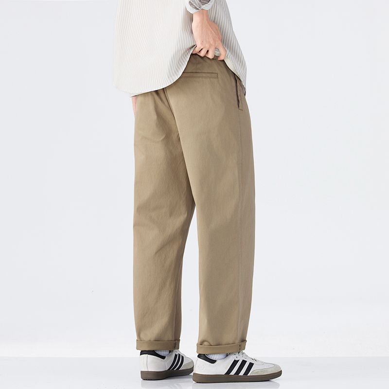 American solid color simple and versatile loose straight trousers men's autumn new light business casual pants